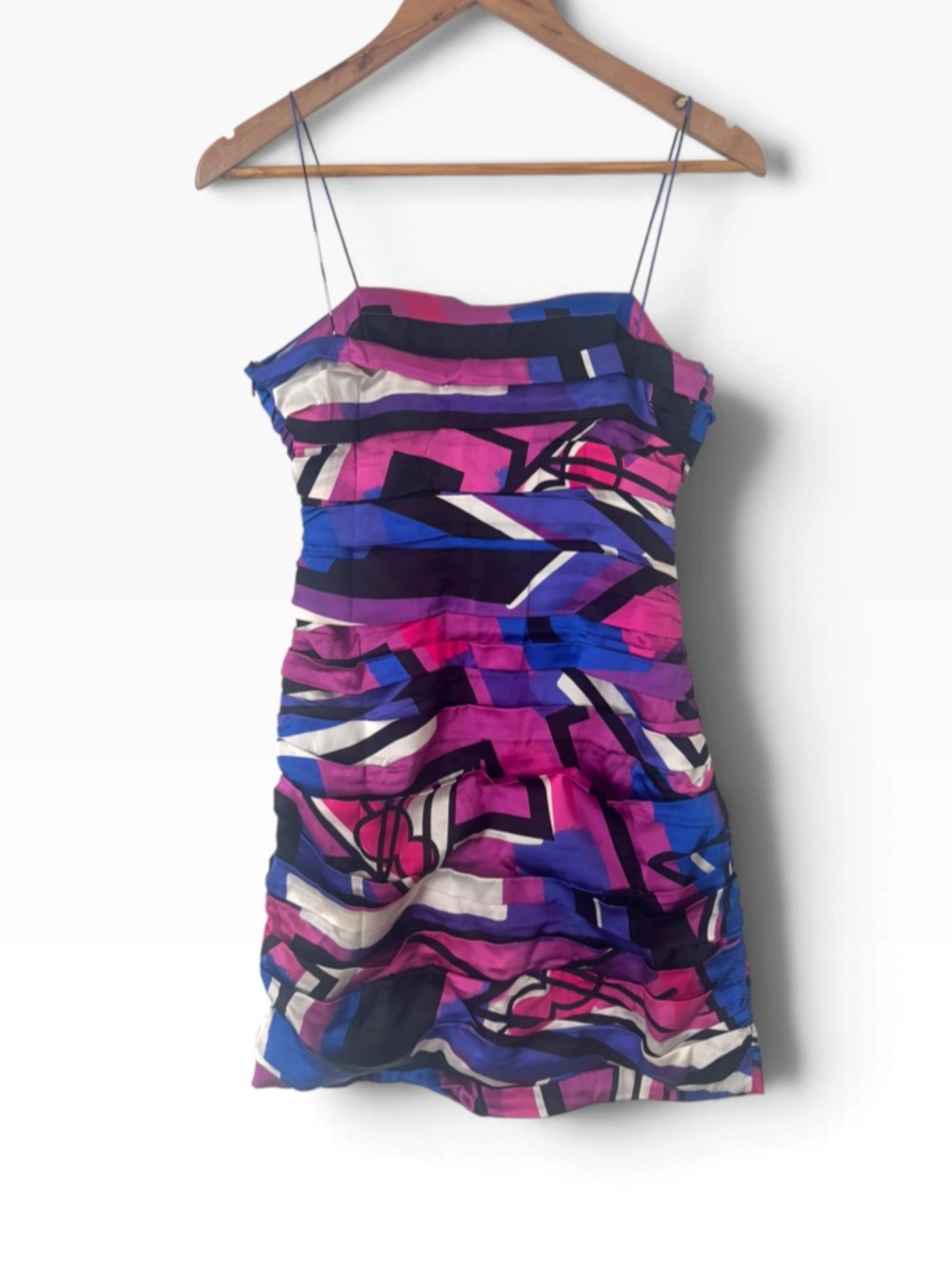 Retrofête Graphic Silk Mini Dress - Size Small - Picture 3 of 5